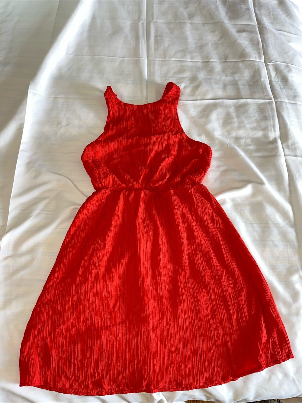 Sleeveless Tomato Red Mini Dress - Feminine A-Line S